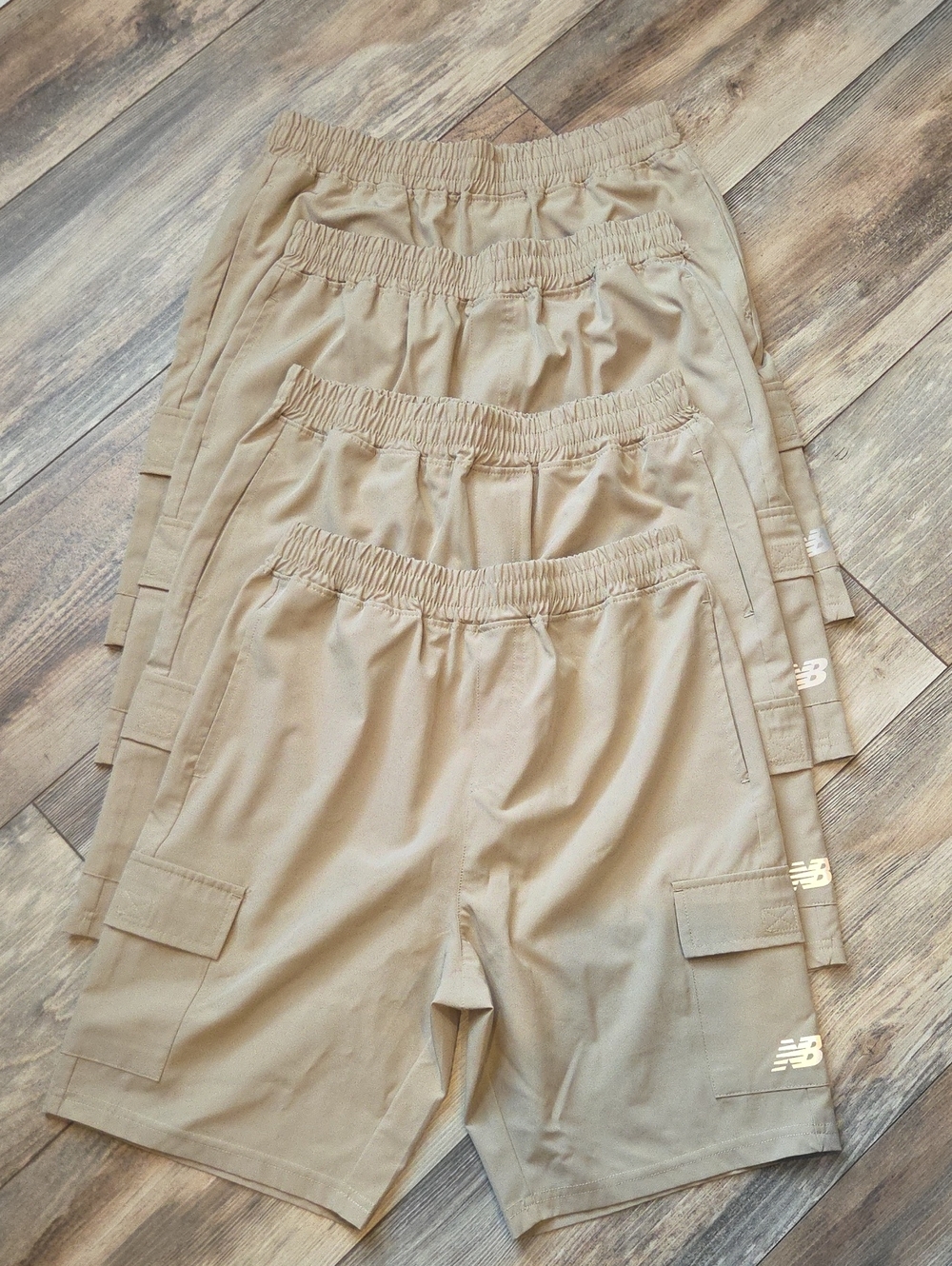 New Balance Boys' Tan Cargo Shorts with Elastic Waist 4 Pairs